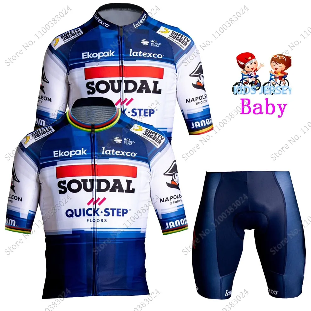 2023 Soudal Quick Step Team Kids Cycling Jersey Set Boys Girls Cycling Clothing Children Bike Suit MTB Ropa Maillot