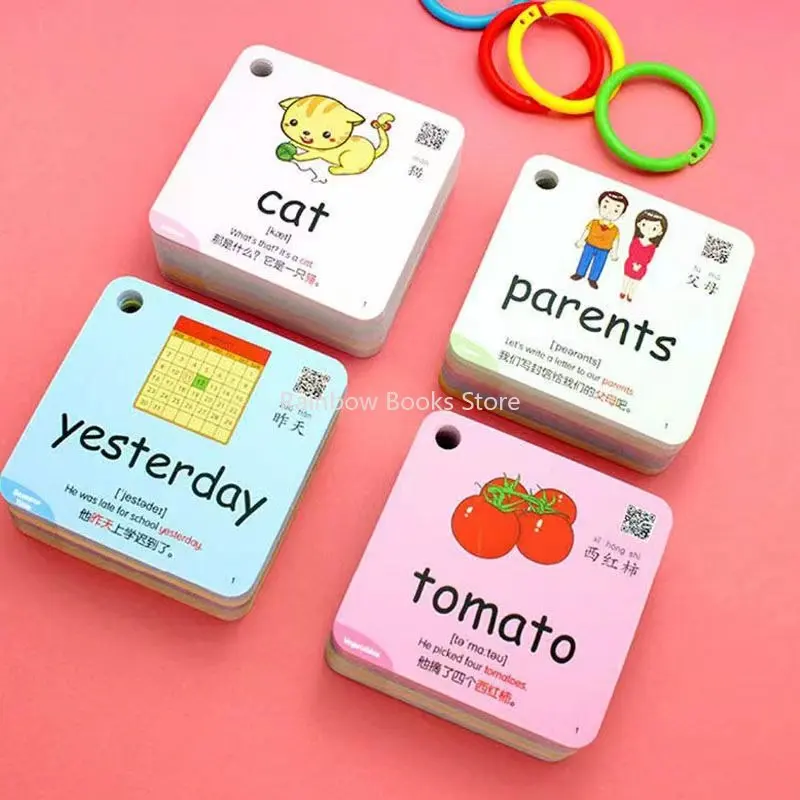 

Literacy Card 600 Words 20 Categories Cognition Learning Card Animal Shape Color Montessori Educational Bilingual Books for Kids