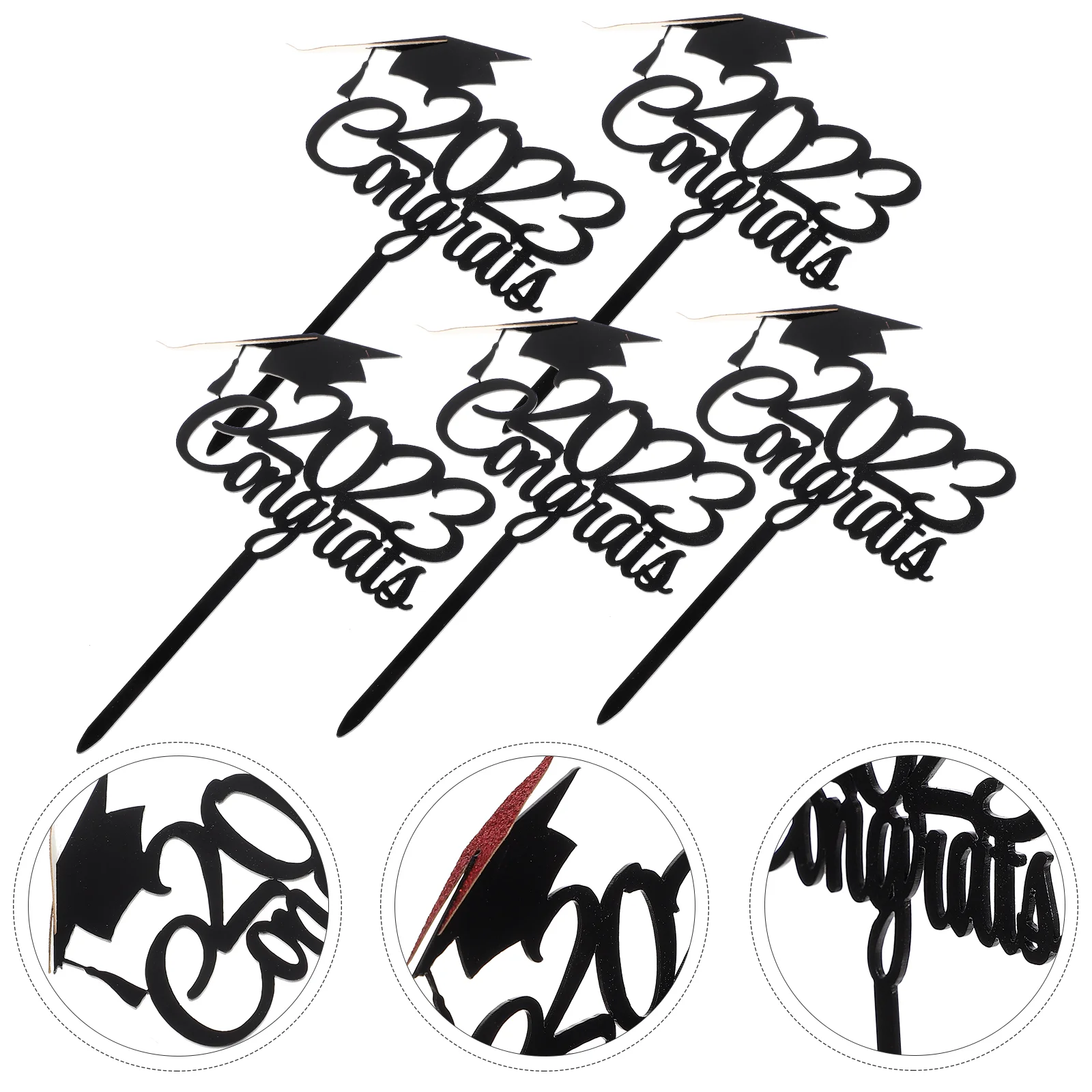 

Graduation Cupcake Toppers Cake Grad Picks Decorations Party Topper Hat Congrats Cakes Cap Class Supplies Decor Centerpieces