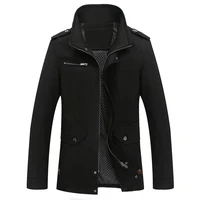 men coat stand collar breathable polyester pockets design casual patchwork male long autumn coat jacket for daily wear