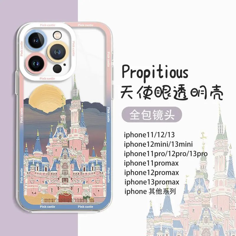 

Disney Oil painting Castle mobile phone shell Apple 12 iphone13 aesthetic 13pro art student's 12promax Retro