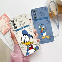 disney donald duck for samsung galaxy s22 s21 s20 fe s10 note 20 10 ultra lite plus liquid rope soft phone case capa