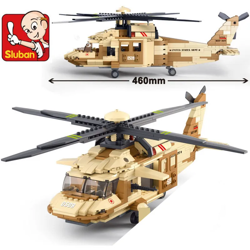 

439Pcs Military Black Helicopter Building Blocks Sets ARMY Airplane Soldiers Figures Creator Construction Bricks Kids Toys