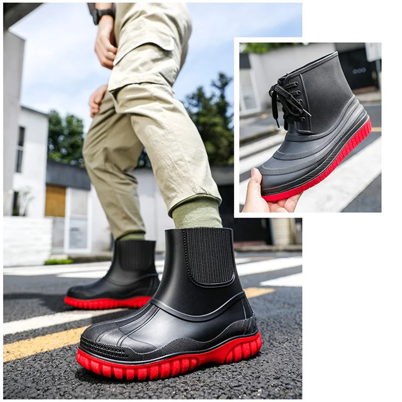 New 2023 Women's Water Shoes Fashion PVC Rain Boots Waterproof Non-Slip Wear-Resistant Short Tube Water Shoes Work Rubber Shoes