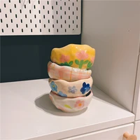 hand pinched flower bowls ice cream bowl retro tulip tableware irregular microwave available bowl baking cereal salad dinnerware