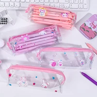 portable creative strawberry pencil case rabbit transparent waterproof stationery pen bags