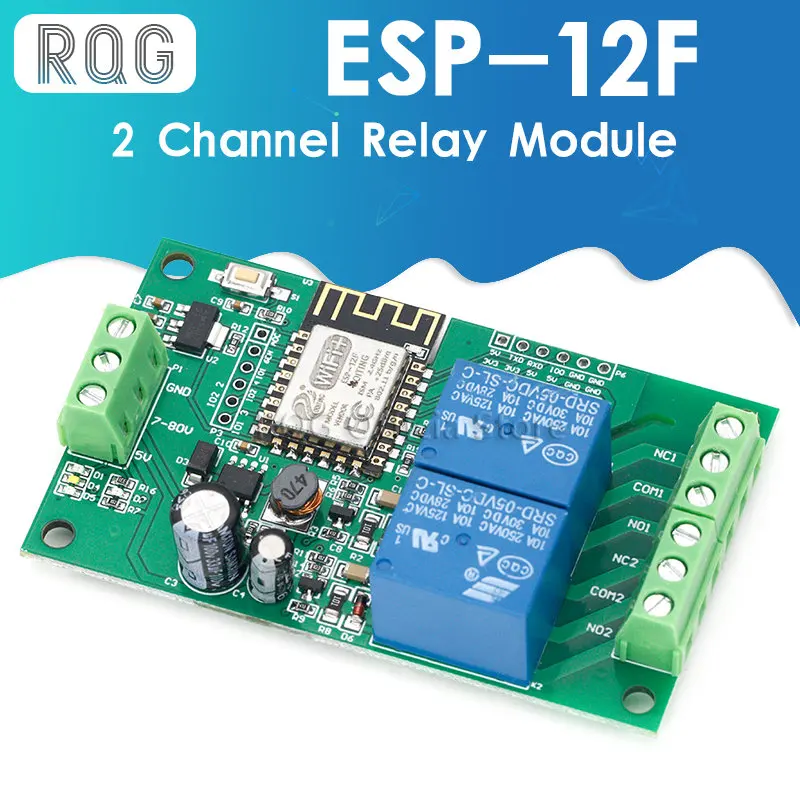 

ESP8266 ESP-12F WiFi AC 250V/DC 30V 2 Channel Relay Module Wireless Development Board for Arduino Smart Home