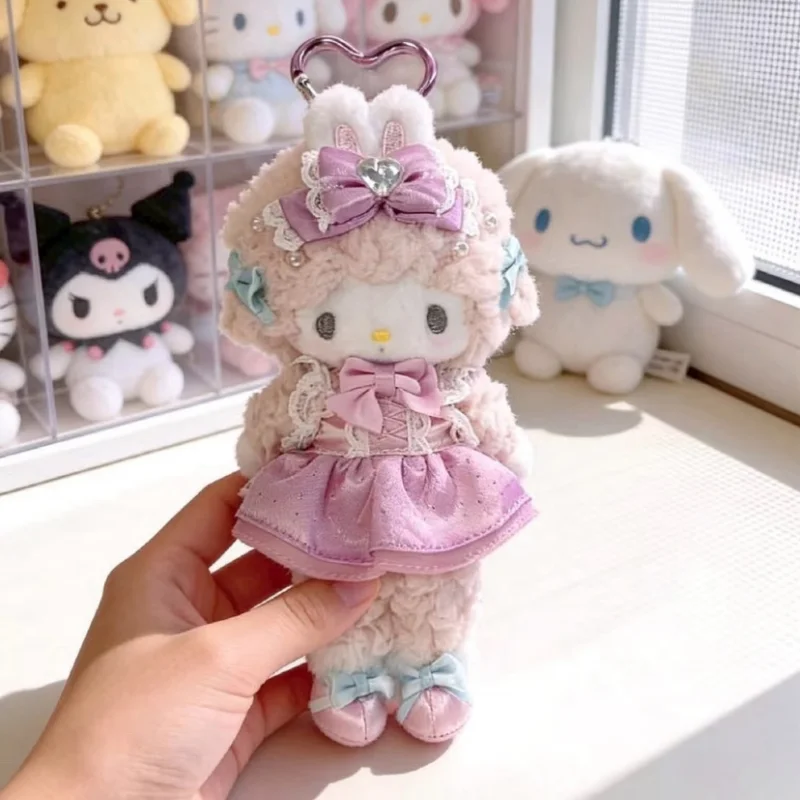 Фото Плюшевый брелок Sanrio My Melody Kuromi в виде платья для балета My Sweet Piano с застежкой в форме сердца, милый плюшевый аксессуар для сумки для фанатов аниме №3