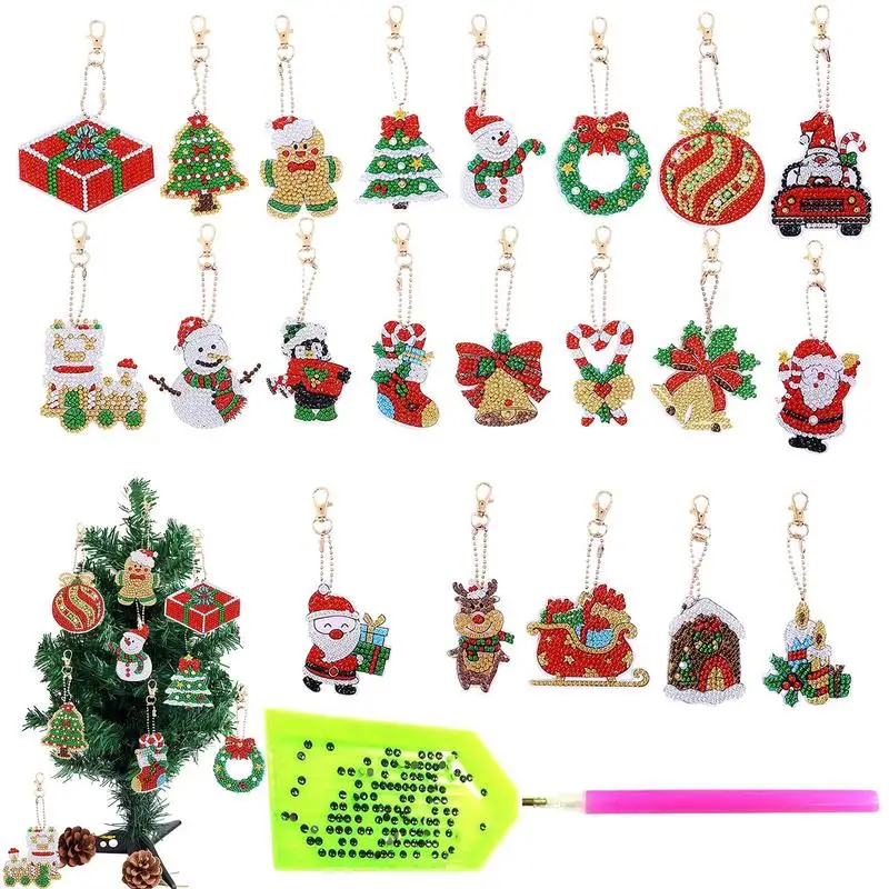

Алмазная искусство рождественские брелки для ключей 5D рождественские алмазные наборы брелоков для ключей 21 шт. Алмазная картина «сделай са...