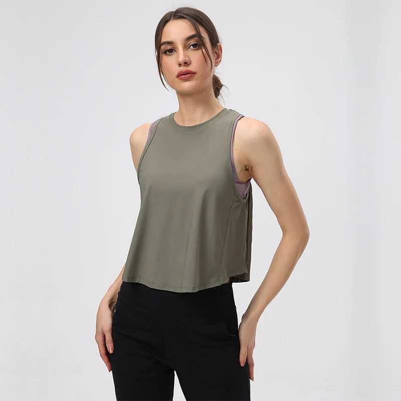 Best Women's Yoga Shirts Vests Fitness Crop Tops Pleated Crumpled Loose Breathable Sports T-shirts Tennis Gym Workout Sportswear