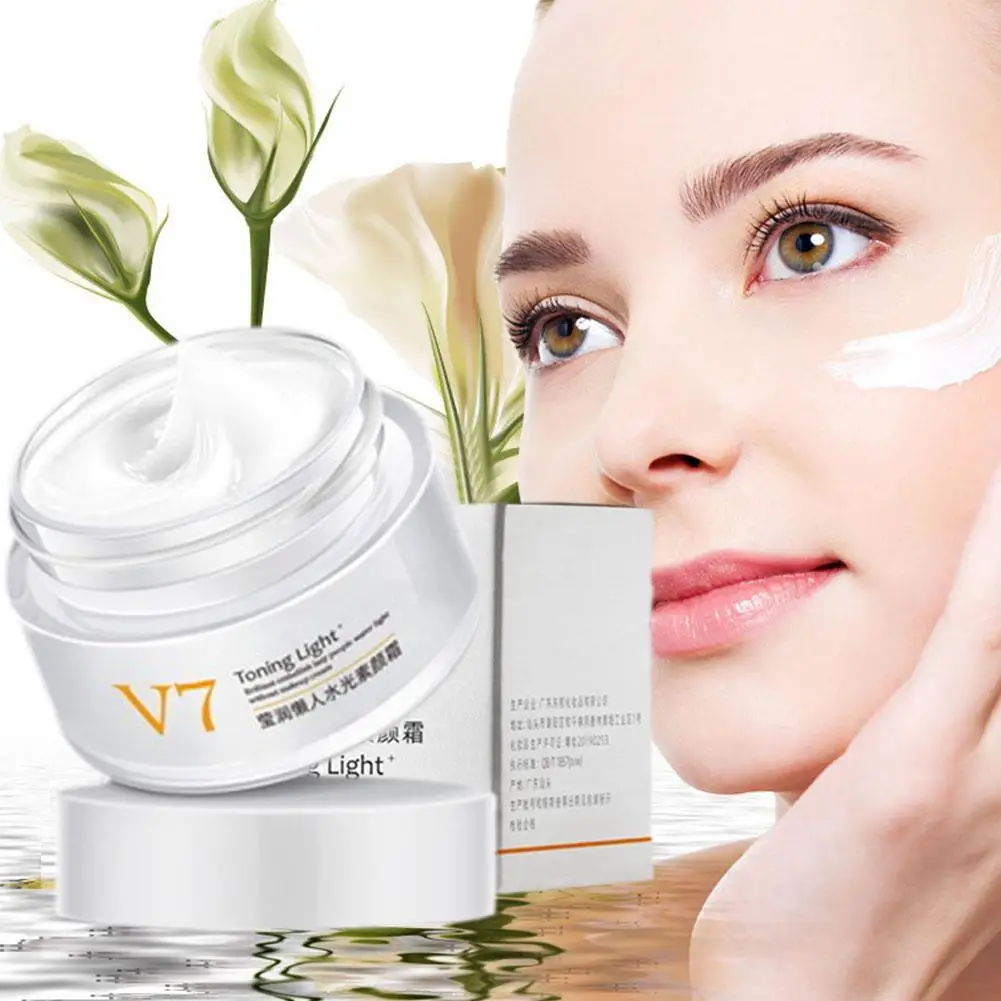 50g V7 Toning Light Face Cream Brighten Skin Tone Fade Blemishes  Moisturizing Non Greasy Hydrating Anti Aging Whitening Creams