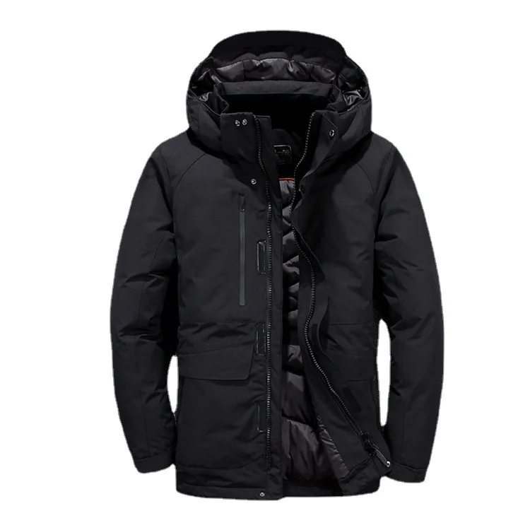 2022 The New Male Middle-aged and Elderly Dad Style Thick Warm Hood Windproof Waterproof Business High Cashmere Long Down Jacket