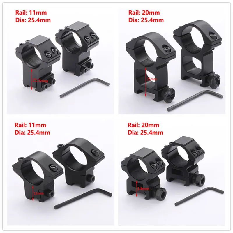 Dia 25.4mm / 30mm Hunting Riflescope Mount Rings for 11MM Dovetail Scope Rail / 20MM Picatinny Rail Air Gun Rifle Scope Mounts