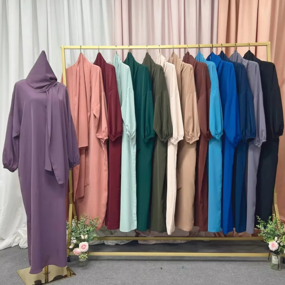 Ид Рамадан исламский джилбаб для женщин однотонное мусульманское платье