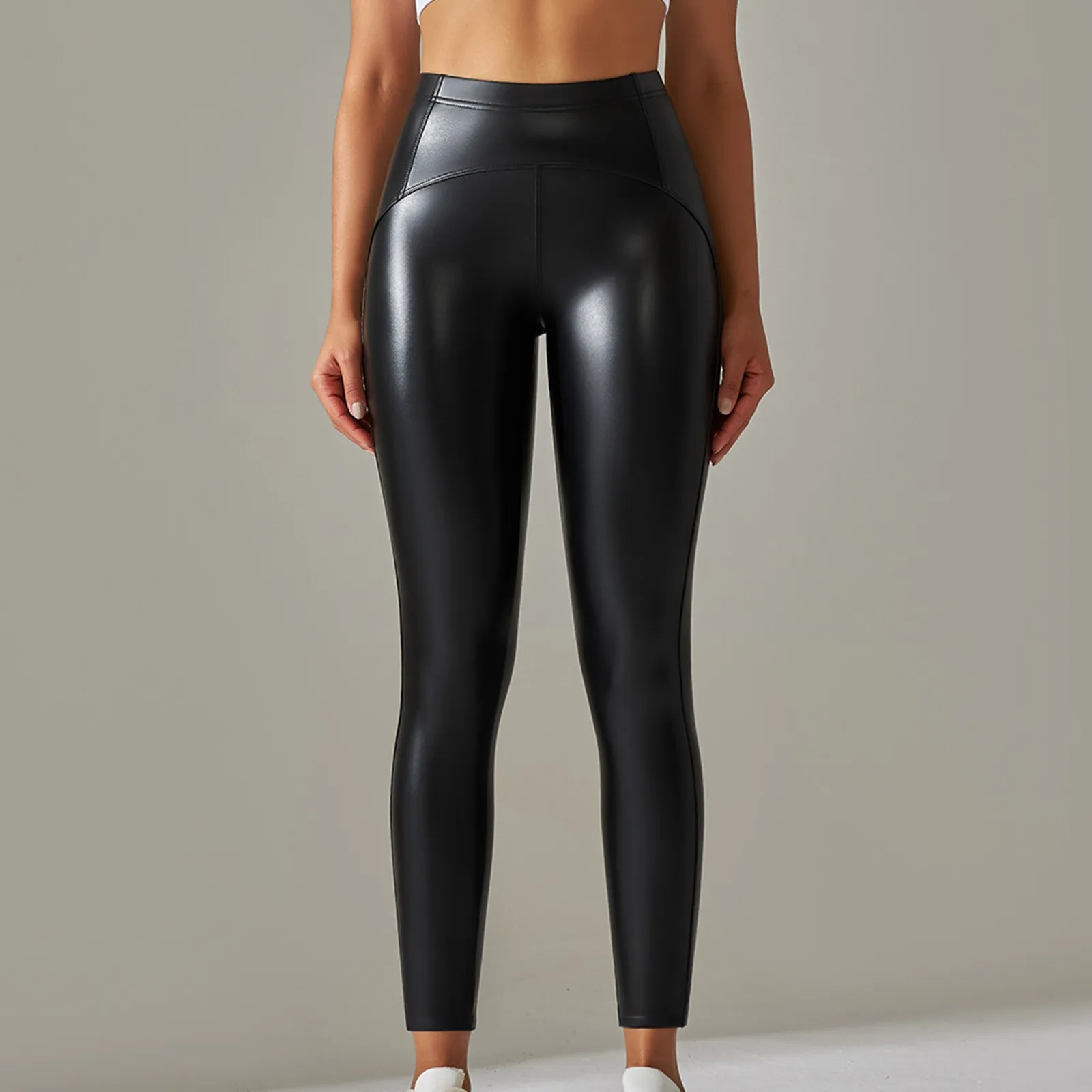 

Кожаные Брюки с завышенной талией, кожаные брюки с внутренней отделкой для йоги