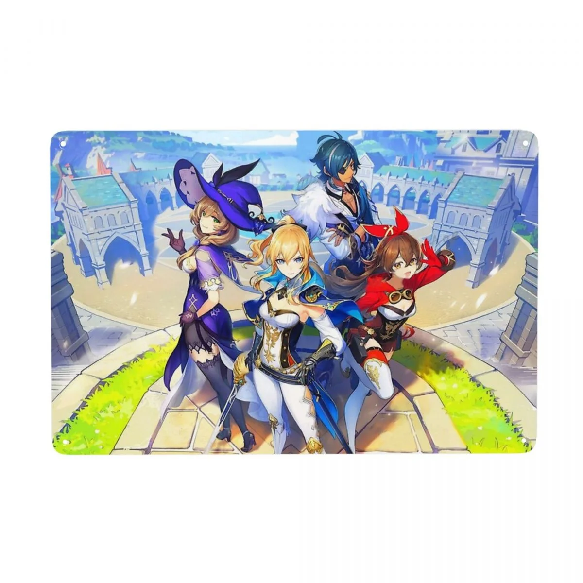 

Металлические жестяные знаки с персонажами, искусство воздействия Genshin, картина для дома, бара, комнаты, Декор, настенное искусство, винтажн...