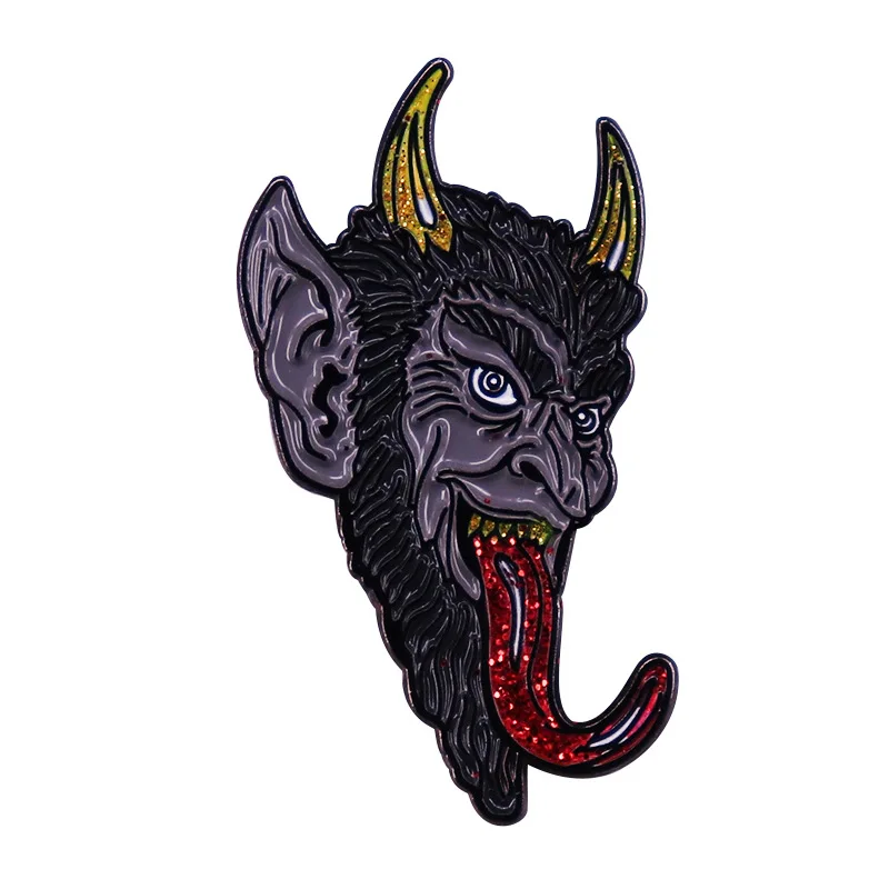 

Evil Krampus Smile Tongue Metal Enamel Backpack Bag Lapel Badge Brooch Pin