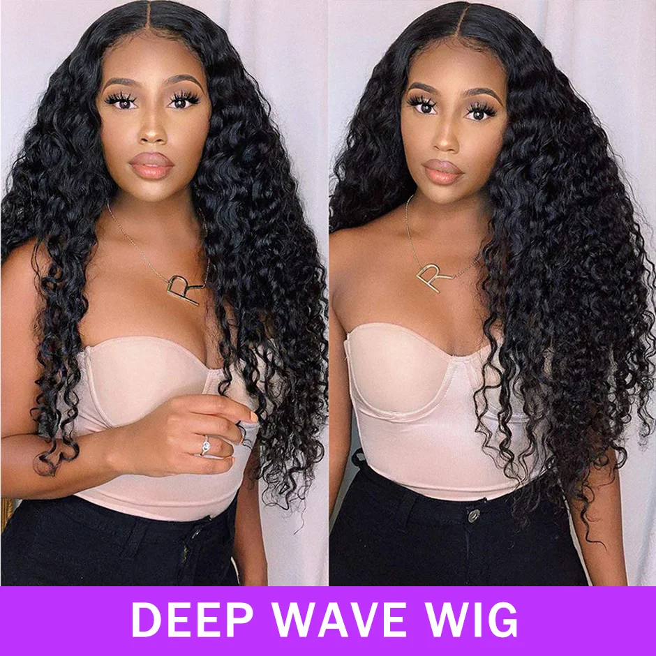 

Cranberry Hair Remy Peruvian Deep Wave Human Hair Wigs For Black Women Pre Plucked Natural Hairline 4inch Deep T Part Lace Wig