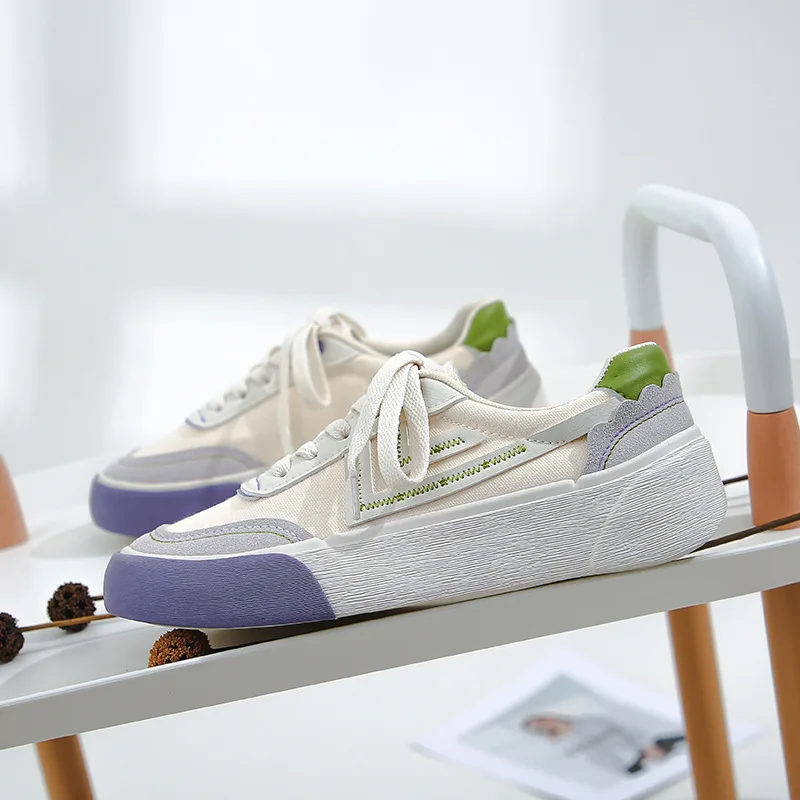 HOPUS Sneakers Women New Mixed-Color Women's Shoes 2022 Trend Comfort Summer Shoe Casual Canvas Platform Shoes Ladies Non-slip