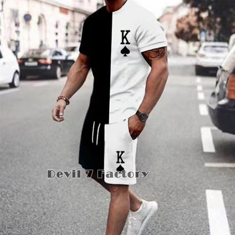 Men's Summer Tracksuit T-Shirt Shorts Set Fashion Sports Short Sleeve Outfit 3D Print Casual Jogging Man Clothing Outdoor Suits