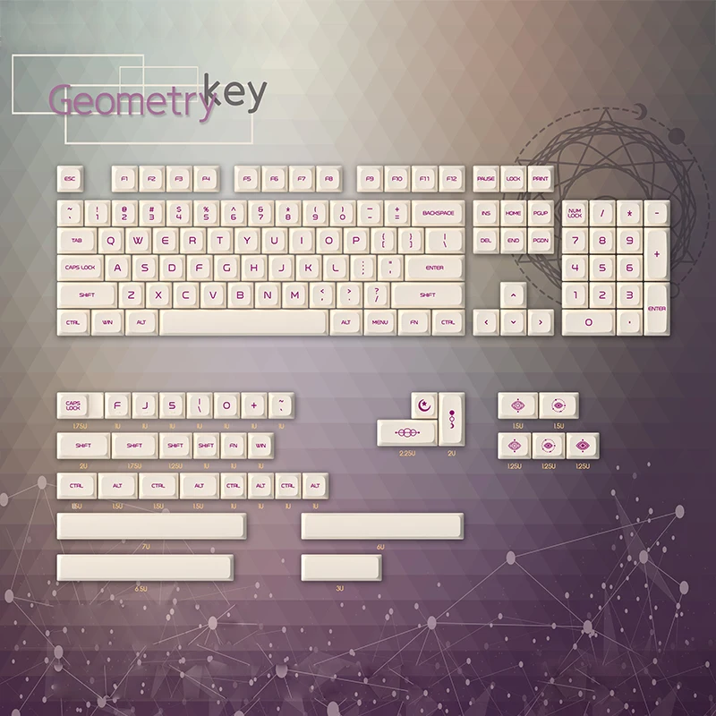 Полный комплект клавиш PG White PBT колпачки Dyesub XDA профиля для механической