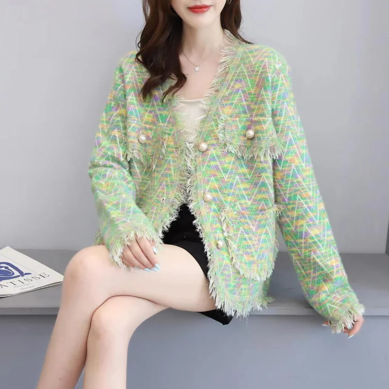 

Свитер, кардиган, осенняя одежда, Корейская уличная одежда, вязаное пальто для женщин, 2022, эстетичная демисезонная куртка, женская мода, весн...