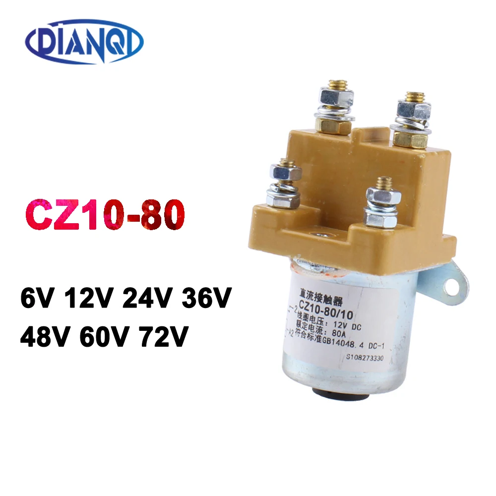 

CZ10-80 80A NO (нормально открытый) 6V12V24V36V48V60V Контактор постоянного тока для двигателя, вилочного погрузчика, электромобиля, автомобильной лебедки