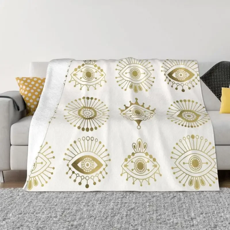

Одеяло Хамса в стиле бохо с изображением сглаза, теплая флисовая фланелевая Золотая палитра, марокканские одеяла для постельного белья, дивана, офиса, весны