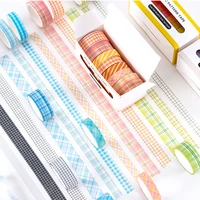 8pcsset grid washi tape mixed color decorative adhesive tape color masking tape for stickers scrapbooking diy stationery tape