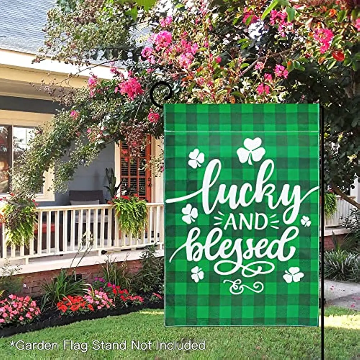 

St Patricks Day Garden Flag St.patrick's Day Decorations Lucky and Blessed Shamrock Outdoor Double Sided Garden Flag Clover