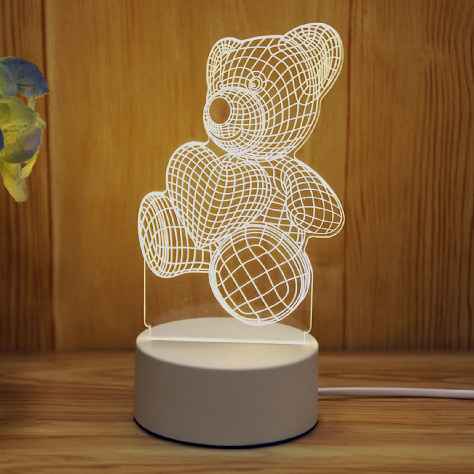 

Прикроватная лампа 3D, настольная лампа с USB-разъемом, кнопка включения для украшения интерьера дома