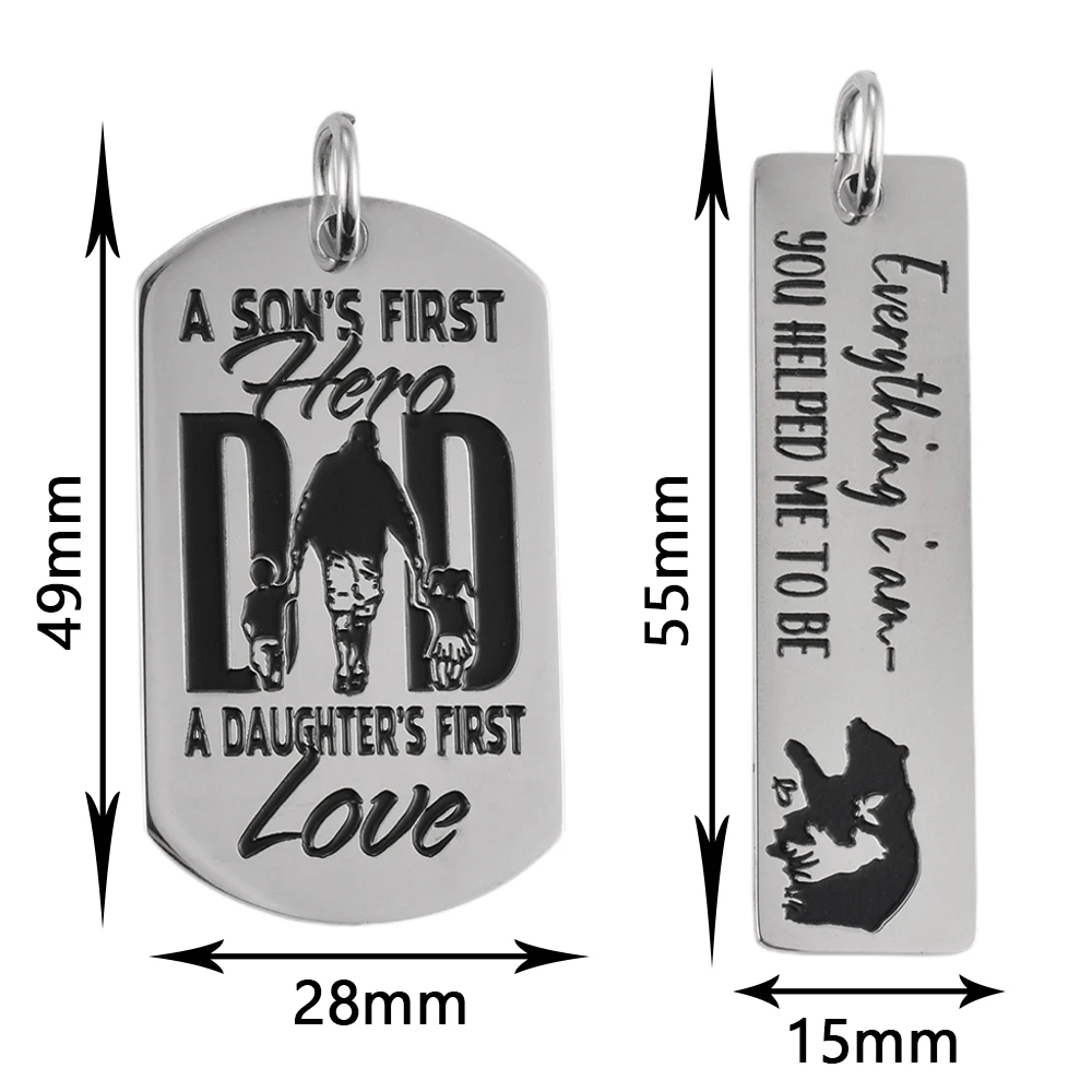 To My Son Daughter Stainless Steel Necklace Tag Pendant Inspirational Punk Hip Hop Style Key Chain for Jewelry Accessories Gift