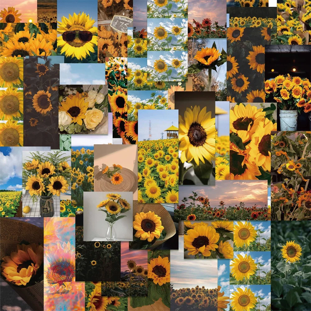 

10/30/50PCS New Sunflower Plant Sticker Pack Cartoon Creative Animation Kids Luggage Table Chair Decoration Waterproof Wholesale