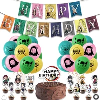 demon slayer kimetsu no yaiba balloons anime demon slayer birthday banner cake topper baby shower party decorations