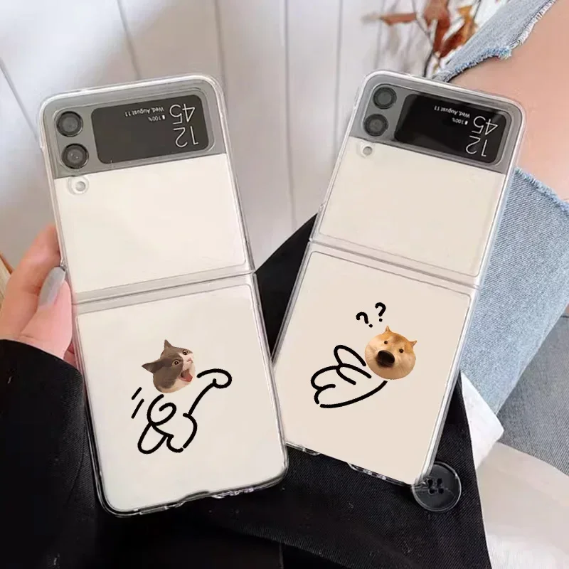 Прозрачный чехол для телефона Funny Match Man Dog Cat Samsung Galaxy Z Flip 5 ZFlip 6 с переходным током 4