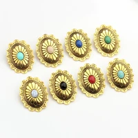 zinc alloy button retro style oval flowers shape decorative buttons charms 2pcslot for diy jewelry accessories