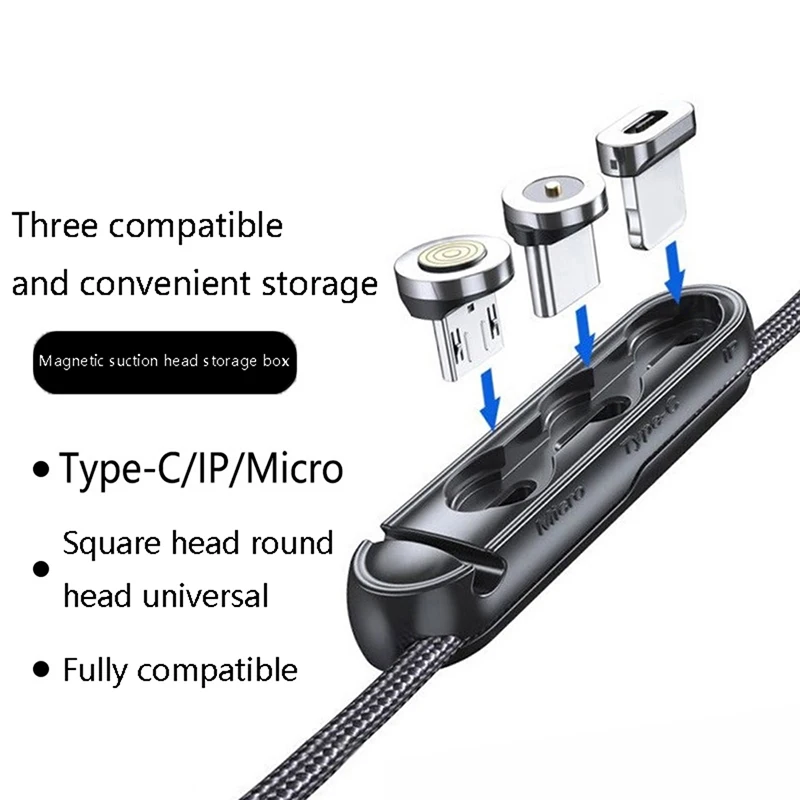 

Black Magnetic Charging Cable Portable Storage Box Magnet Adapter Storage Device Connector