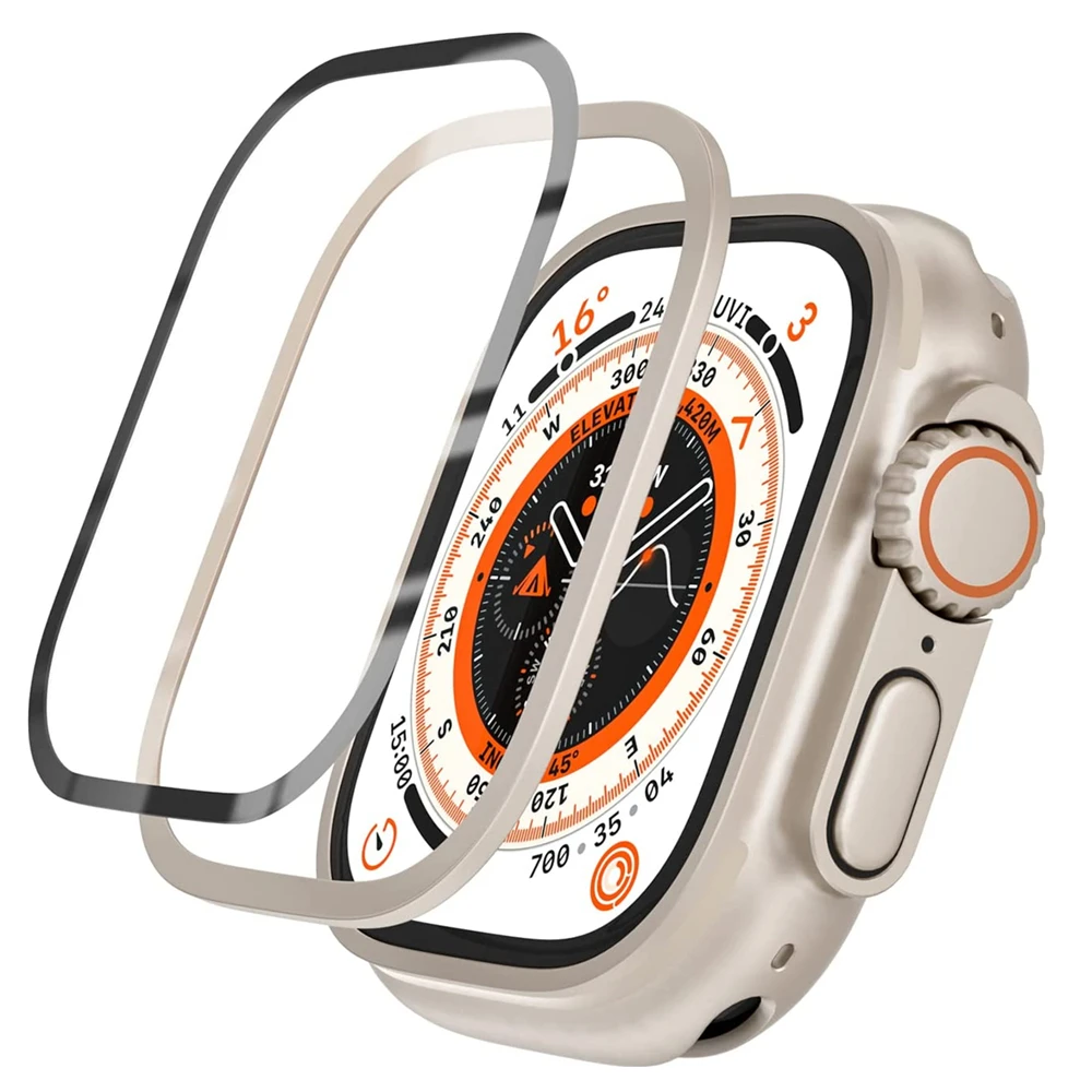 

Чехол для apple watch ultra 49 мм, защита экрана из закаленного стекла, рамка из титанового сплава для iwatch ultra, металлическая пленка, бампер