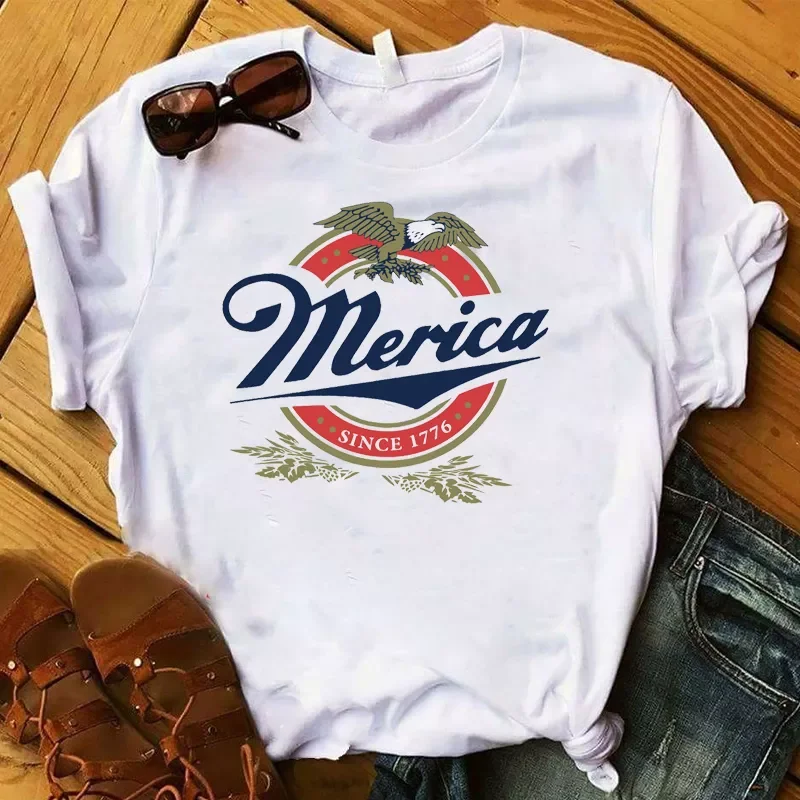 Женская рубашка с принтом в виде американского сердца женский полосатый топ