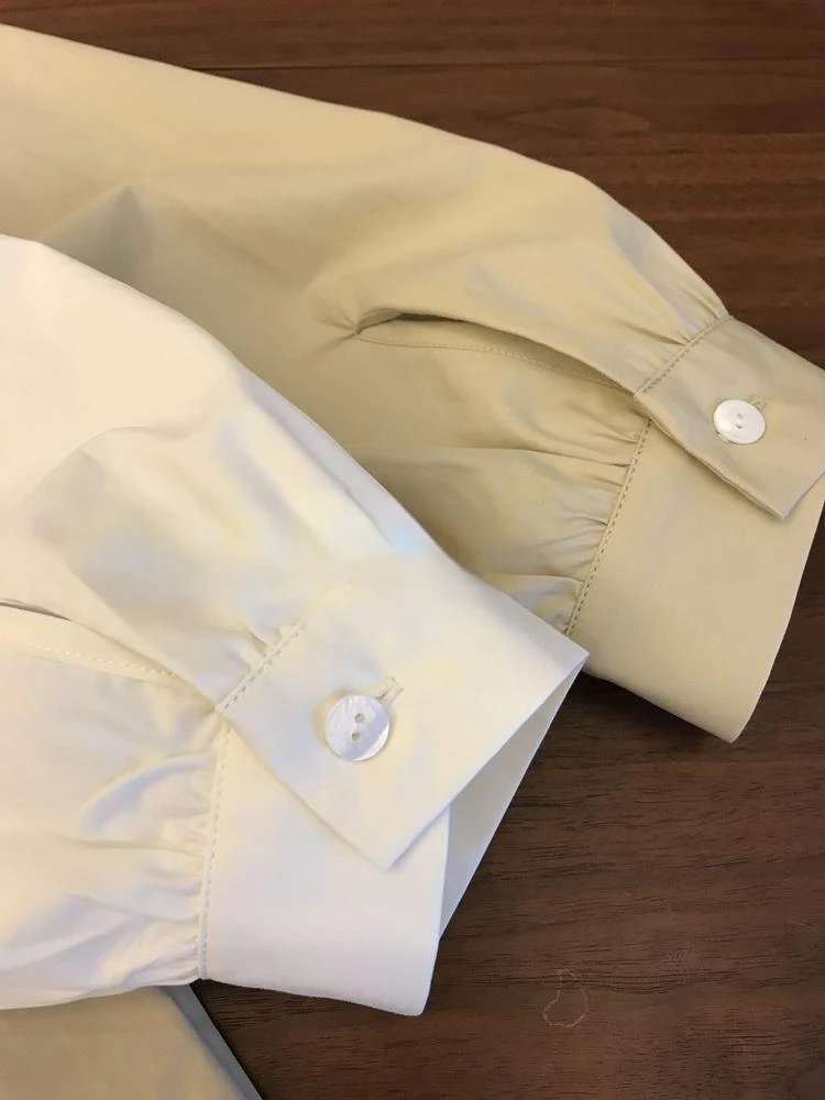 Женская однотонная блузка с длинным рукавом свободная плиссированная в