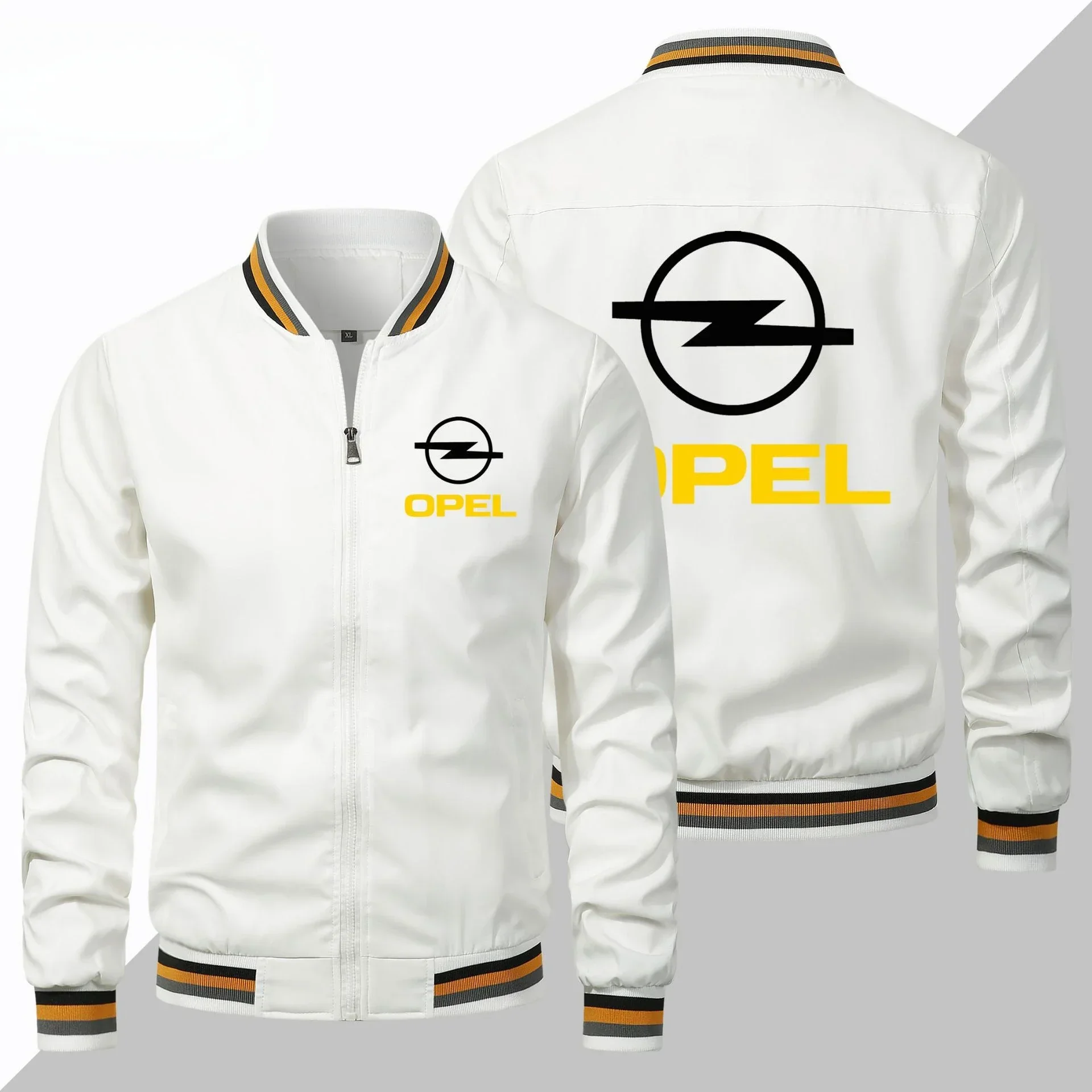 Spring Thin Casual Opel Car Logo Printed Jacket Men's Zipper White