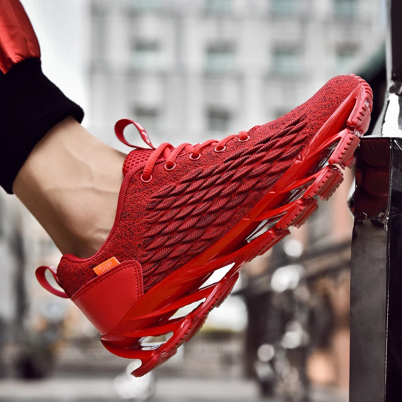 Fashion Red Running Shoes for Men Women Knit Sneakers Breathable Jogging Men Sport Shoes Comfortable Athletic Training Footwear