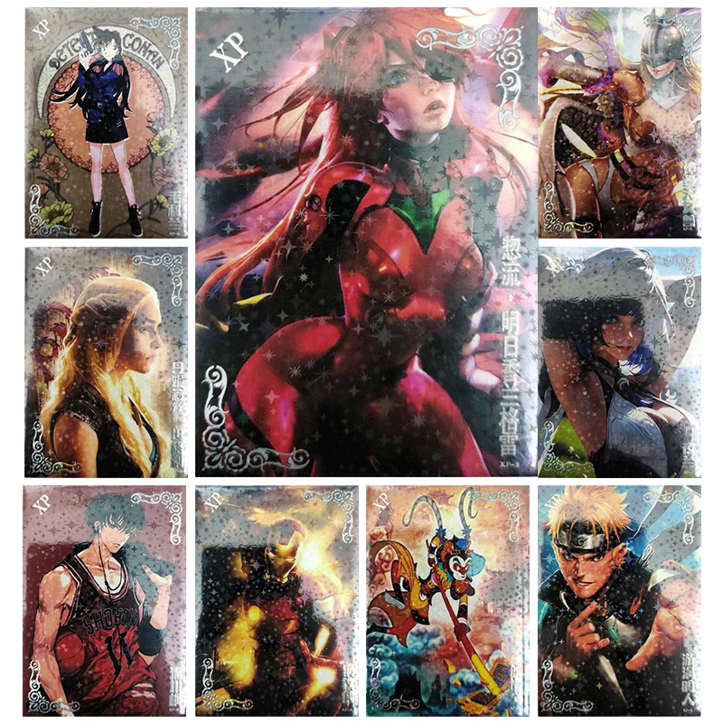 

Anime Goddess Story Rare XP Refractive Flash Cards Angewomon Asuka Langley Soryu Toys for boys Collectible Cards Birthday Gifts