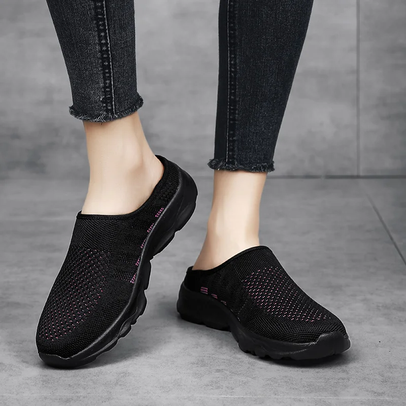 Удобная дышащая сетчатая повседневная обувь для мужчин и женщин полуприцеп