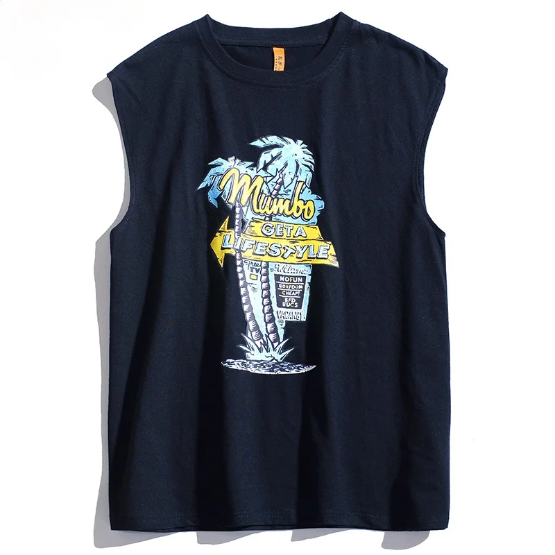 

Mens Printed Tank Tops Casual Beach Tank Tops Men's Sleeveless Vest Summer Singlet Loose Cotton Undershirt Harajuku Male Youth
