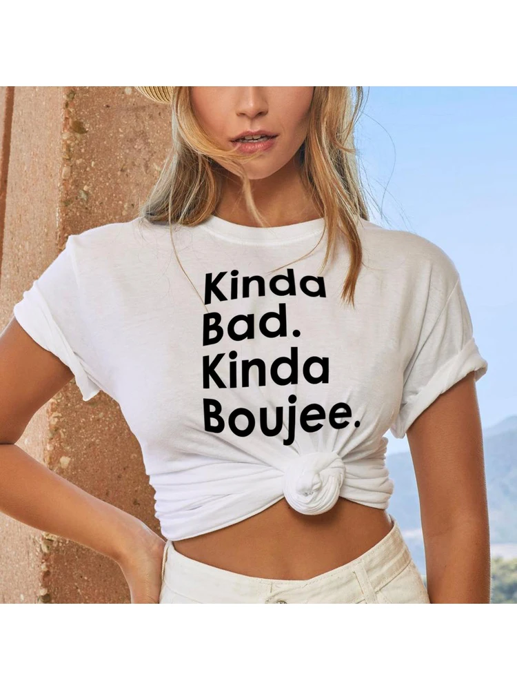 Фото Несколько плохой Забавные футболки Boujee милые с графическим рисунком женская