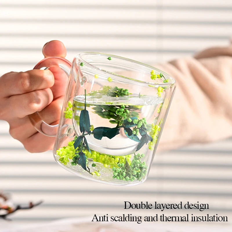 Стеклянная чашка с двойными стенками декоративная стеклянная для цветов бутылка