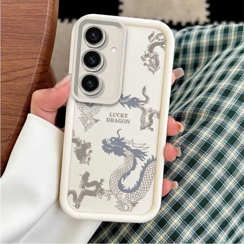 Фото Стильный модный гибкий чехол Lucky Dragon для Samsung S24 FE с легким идеальным для S 20 24 22 23 M 32 02 12 FE №3