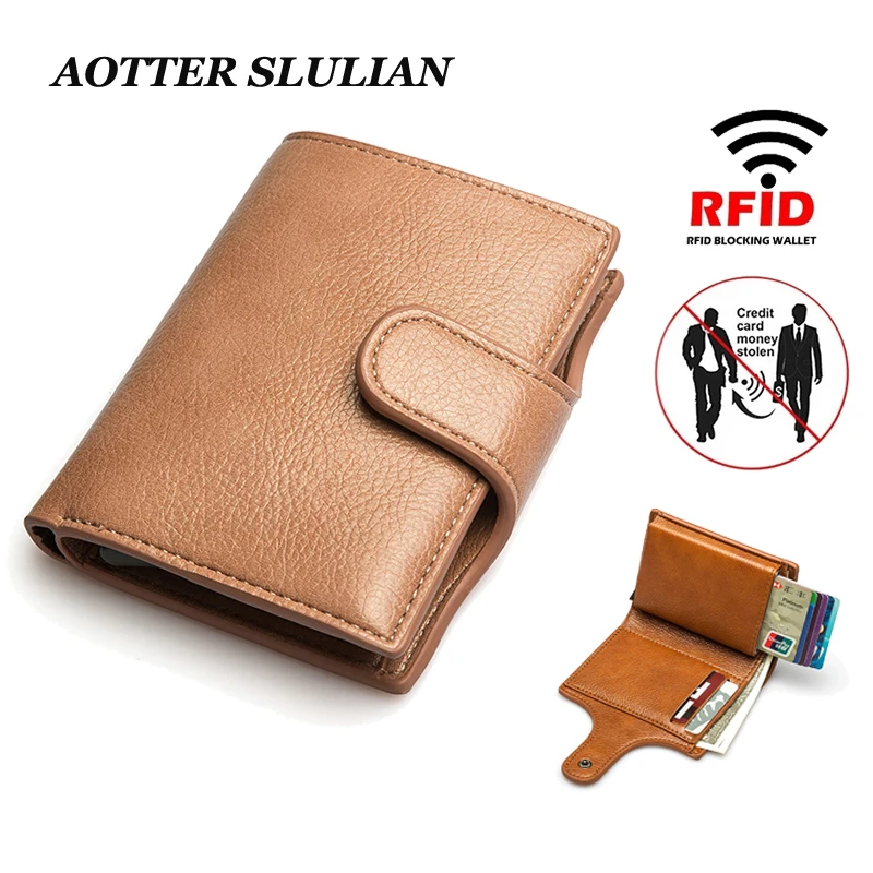 

Men's Slim Wallet With Money Clip Leather Antitheft Rfid Blocking Purse Mini Business ID Credit Holder Passport Box Cash Pockets