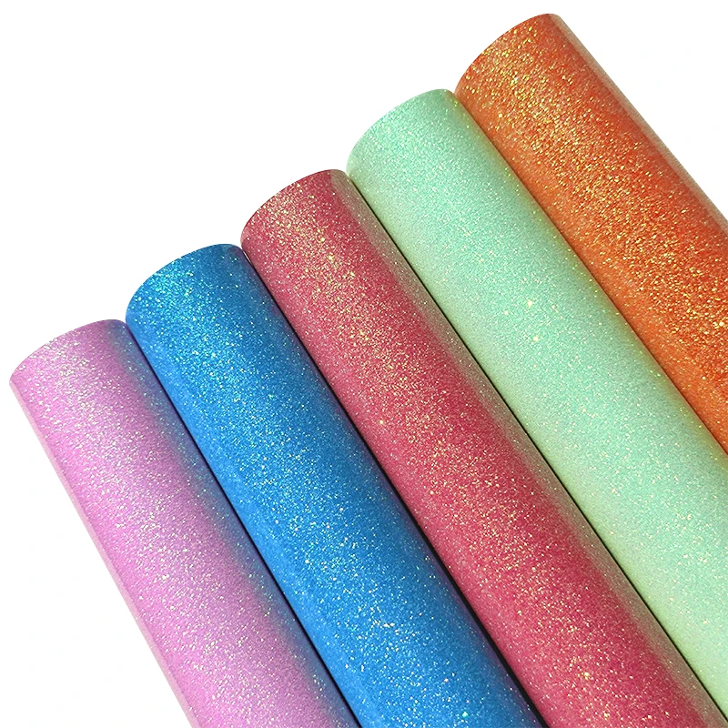 

XHT-26044 Shiny Fluorescent Hair Bow Glitter Glossy TPU Leather Faux Leather Fabric for Book Cover Bag Making